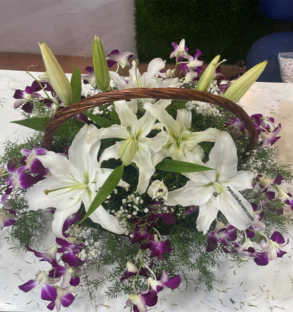 Lillie's & Orchids Basket Arrangement