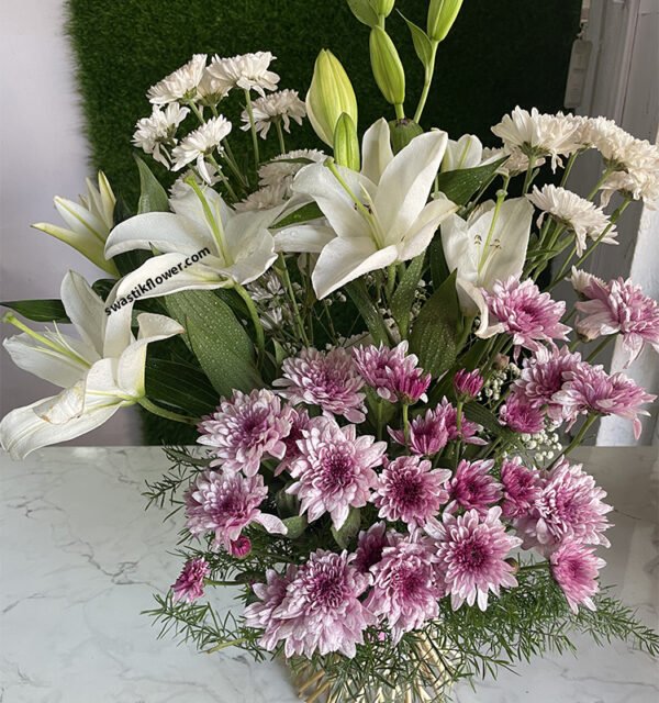 Lilly's & Purple Shevanti Basket Arrangement