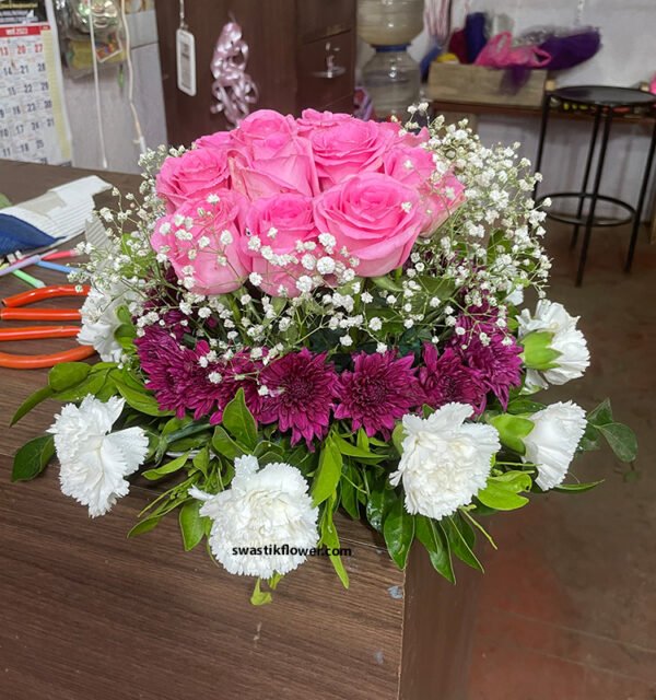 Round Table Mix Flowers Arrangement