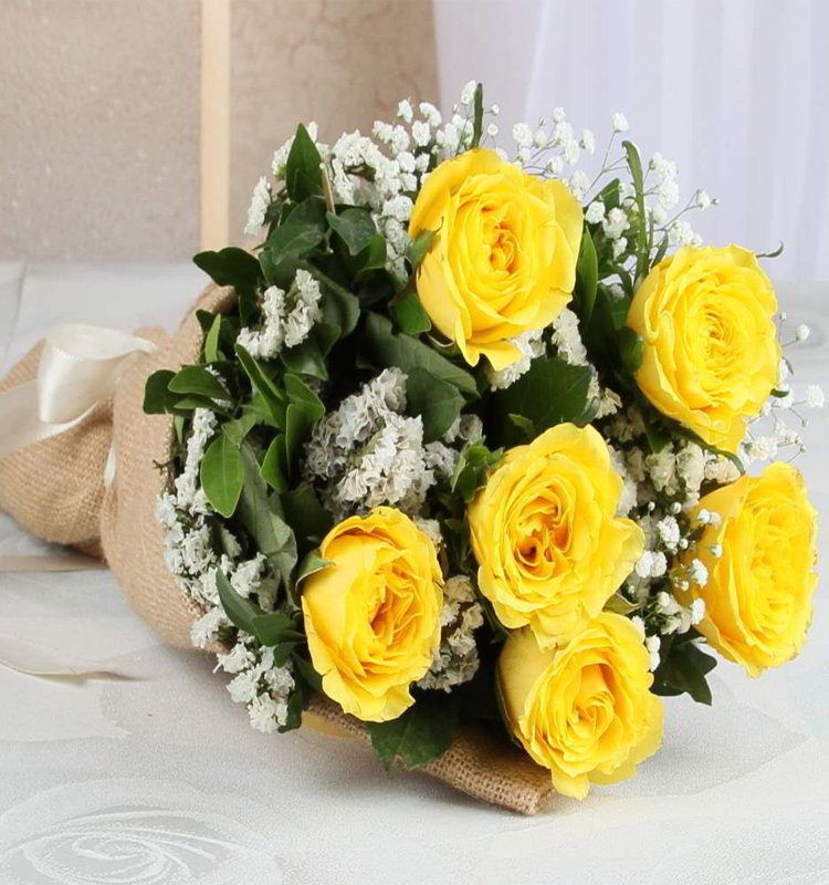 6 Yellow Roses Bouquet