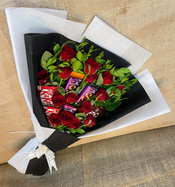 Elegant Roses & Chocolate Bouquet - Image 4