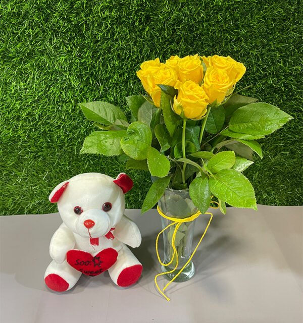 Yellow Roses & Teddy - Image 2