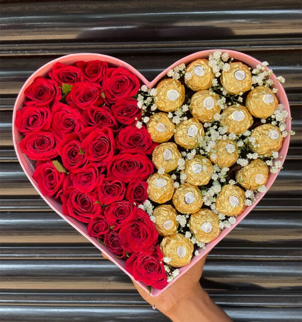 Swastik Flowers Heart Shape Ferrero with Roses