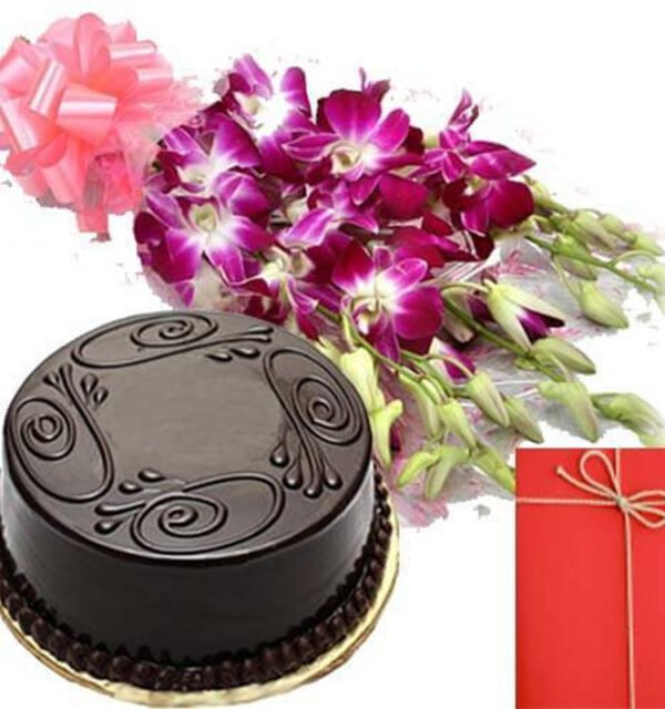 Orchid Elegance with Chocolate Delight Combo