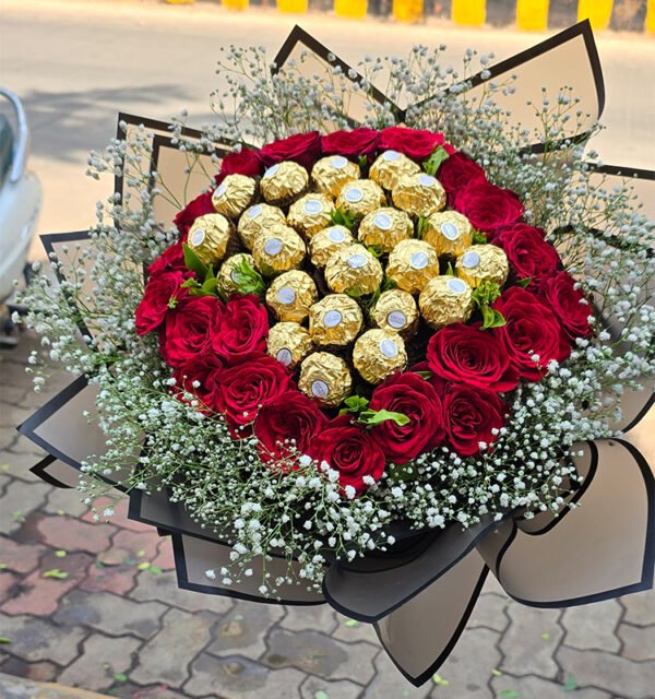 16 Ferrero with 40 Red Roses