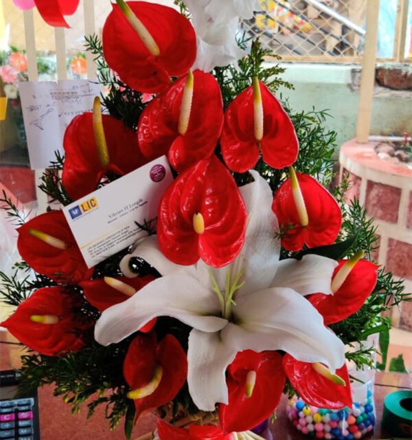 Red Anthurium & White Lily