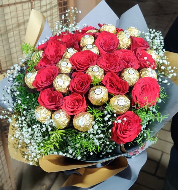 20 Ferrero with 20 Red Roses Bunch